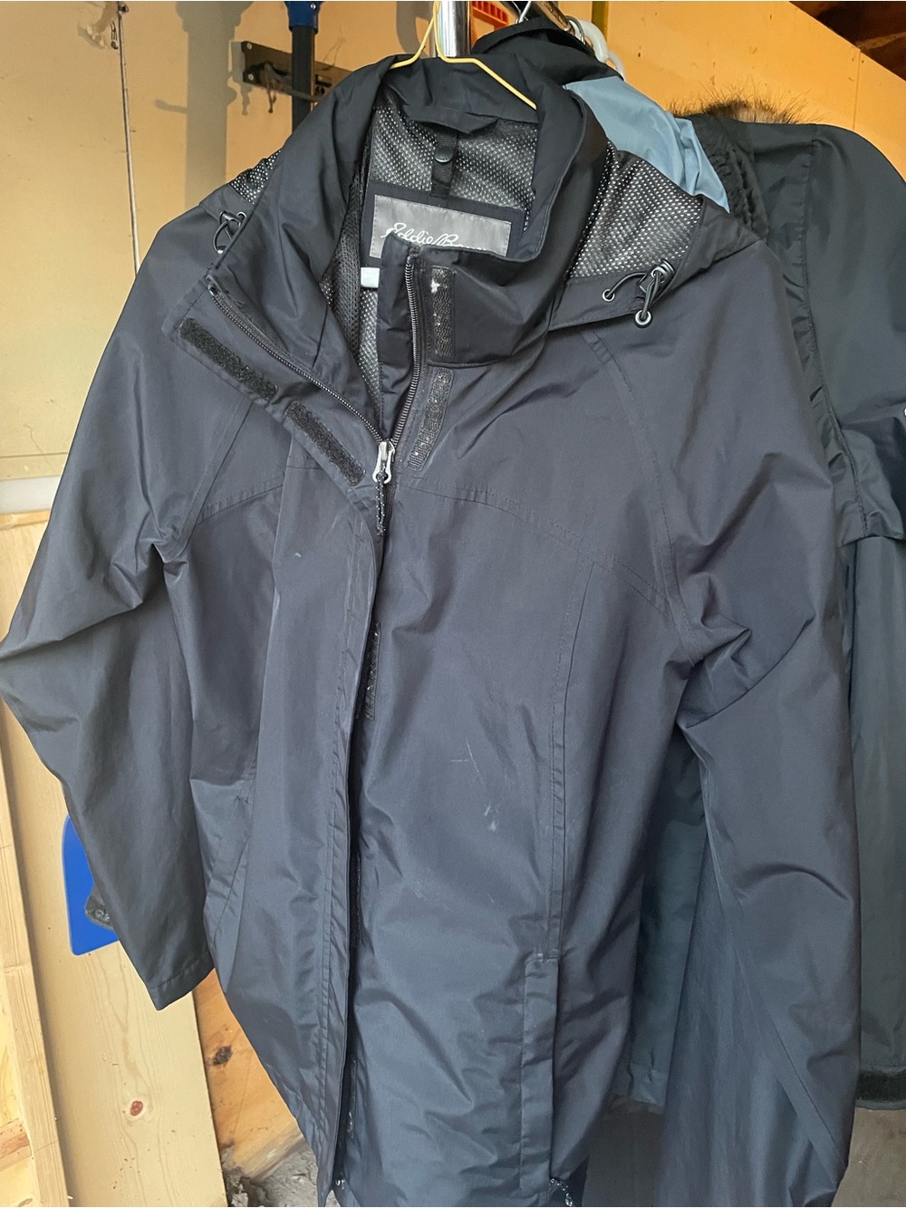 Eddie Bauer women’s Black Waterproof Raincoat with Hood